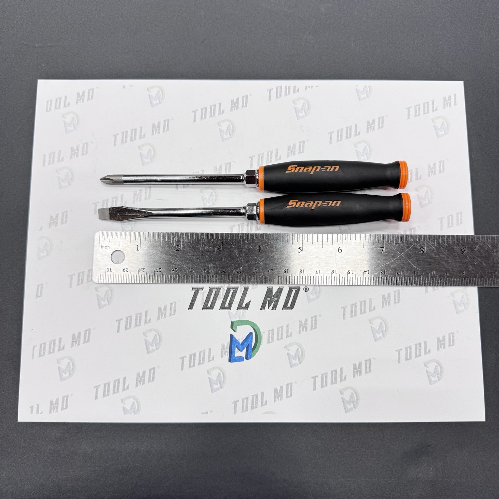 Snap-on Tools NEW 2pc CUSTOM 7-1/2″ ORANGE Ratchet Handle Screwdriver Set