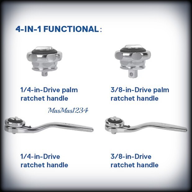 KOBALT 4-in-1 Palm Ratchet Wrench Handle Set 1/4″ & 3/8″ Drive 5062986 Fast Ship