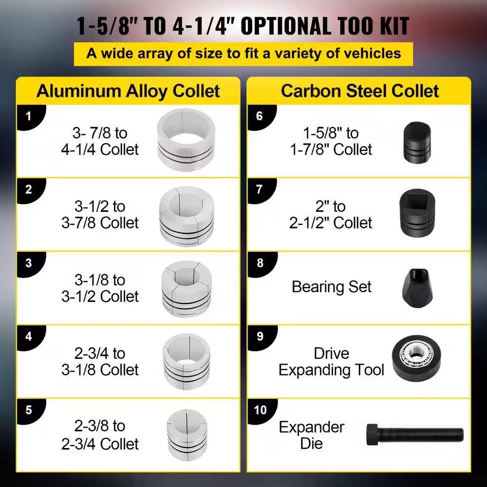 Exhaust Pipe Stretcher Kit 1-5/8 in. to 4-1/4 in. Exhaust Pipe Expander Kit 7 Pc
