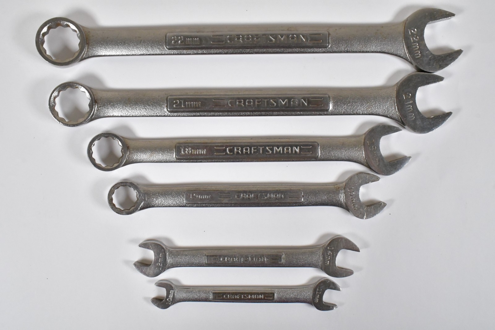 6x Craftsman Metric Wrench 10-22mm 12-Point Combination 6-Point Double Open End
