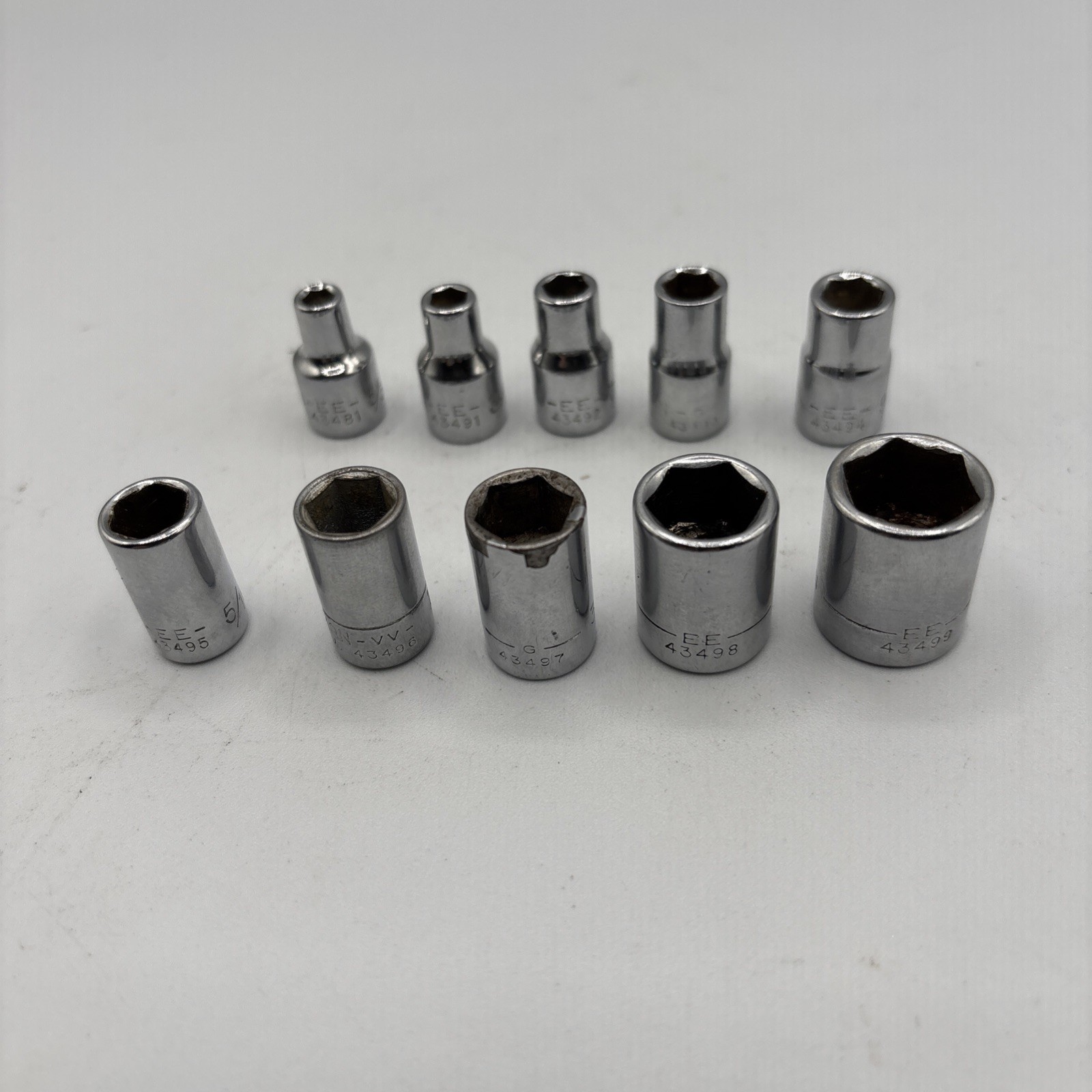 Vtg Craftsman Shallow Sockets 1/4″ Drive 6pt 5/32″ – 1/2″ SAE 10 Pcs