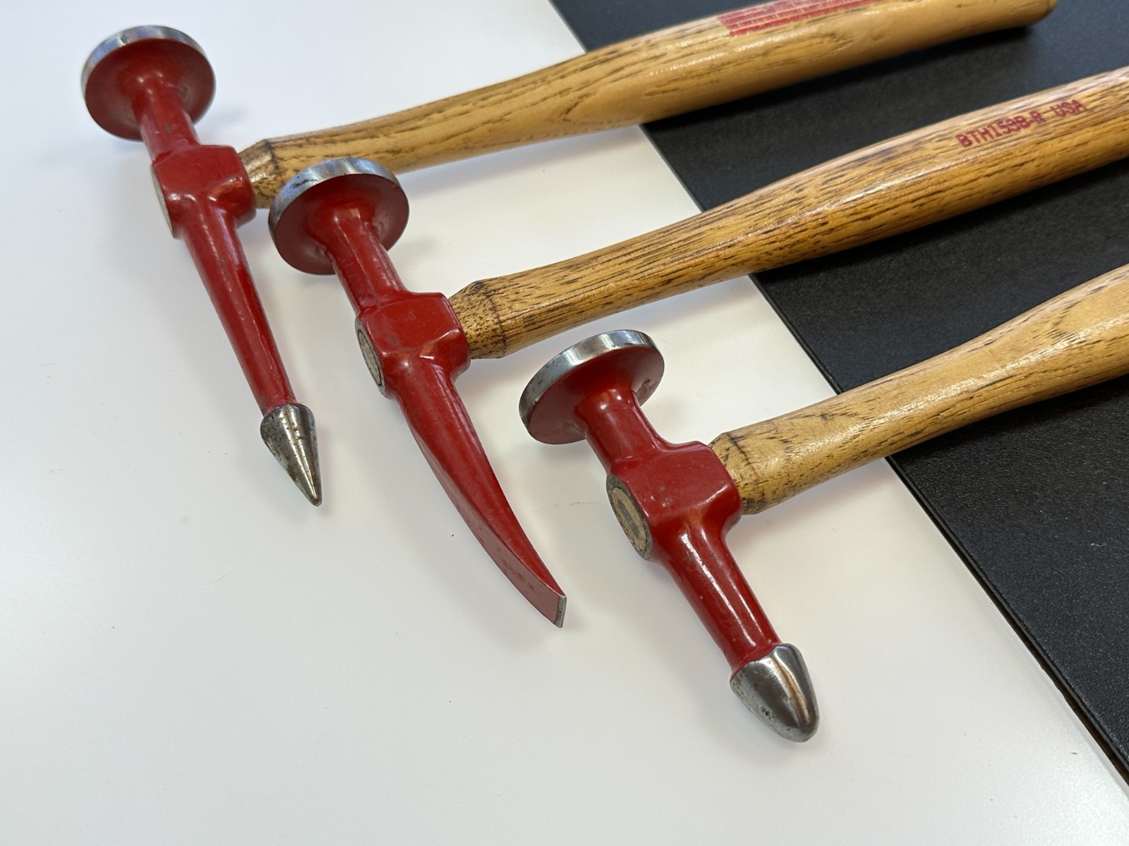 MAC Tools USA 3pc Red / Wood Handle Auto Body Hammer Mallet Set Lot, BTH Series