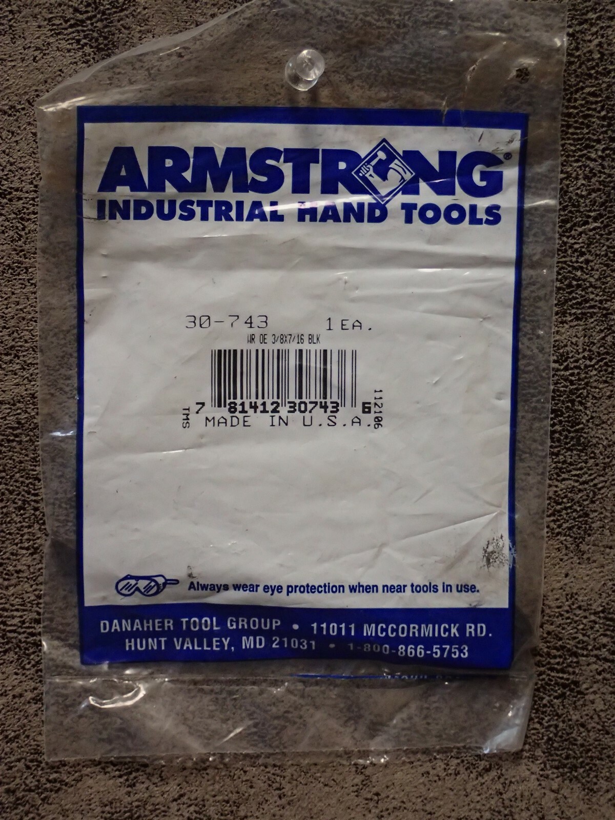 30-743 ARMSTRONG TOOLS 3/8″ x 7/16″ Black Oxide Open End Wrench 4-3/4″ OAL