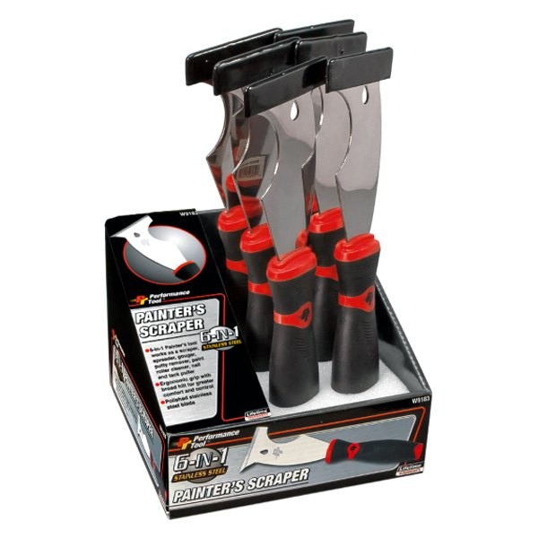 Performance Tool 6-in-1 3″ Multifunction Straight Stainless Steel Blade Scraper