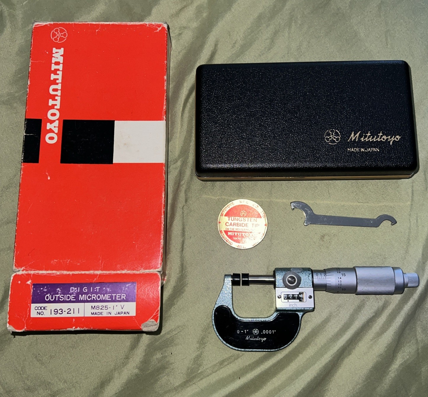 Mitutoyo 193 211 0 To 1″ Mechanical Outside Micrometer Analog In Orig Box Japan