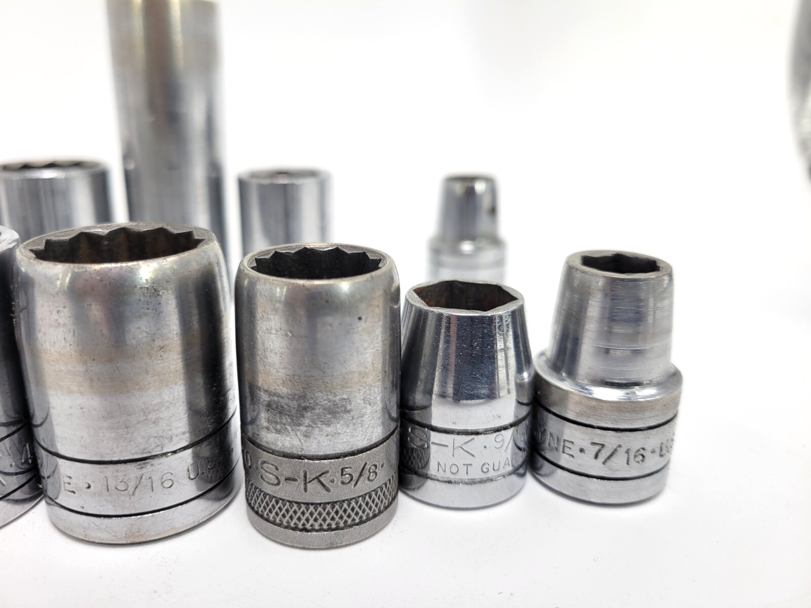 Vintage S-K Tools 1/2″ Drive 12pt SAE Deep Socket Set 14pc USA 7/16-1-1/4″ 40140