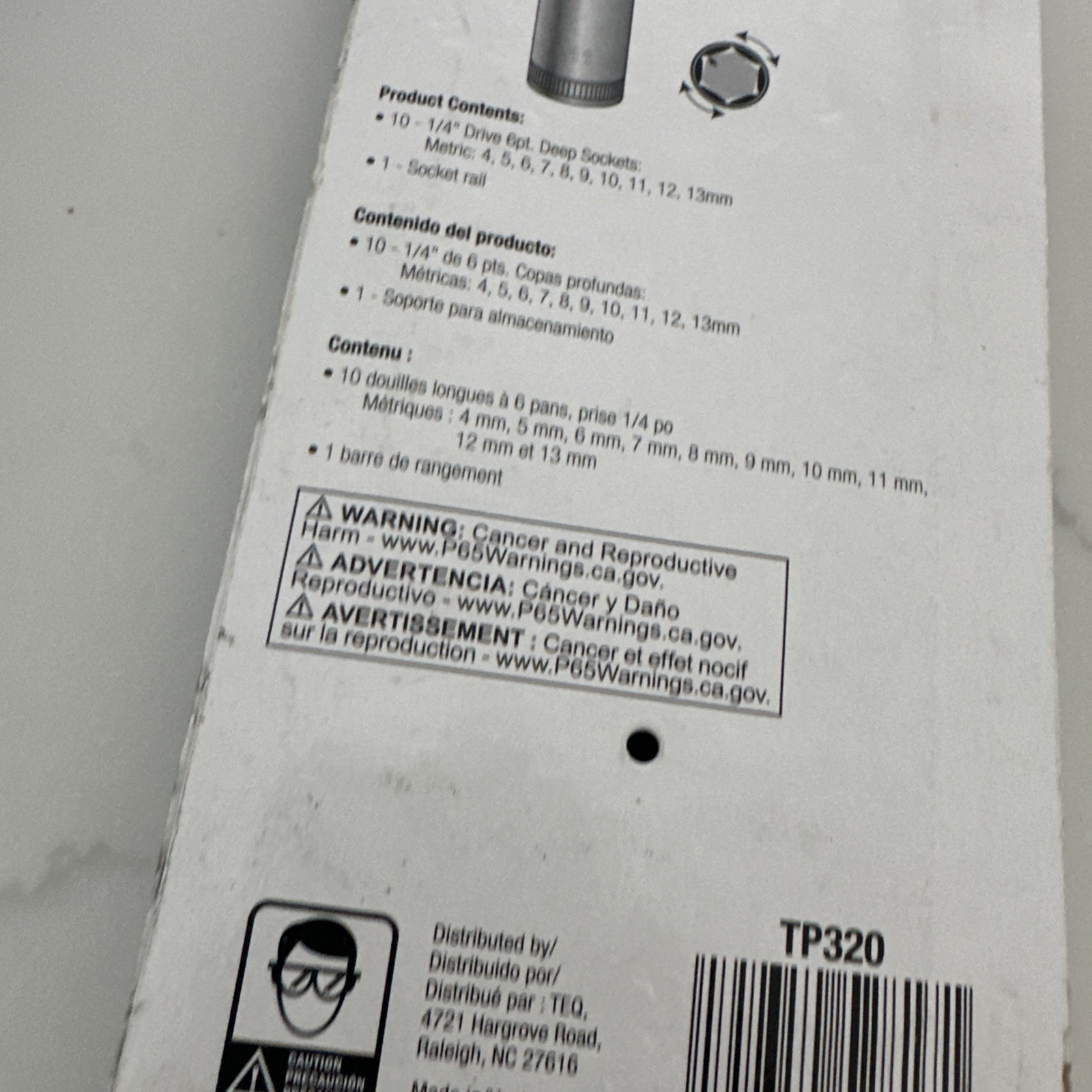 TEQ Correct Pro TP320 10 Pc. Deep Socket Set 1/4″ Drive Socket 4-13mm Metric New