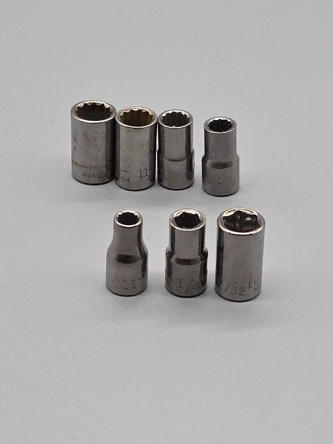 Craftsman Tools 3/8″ 12 Pt 1/4″ Dr Shallow Socket G2-43605,604,602,601,608,493