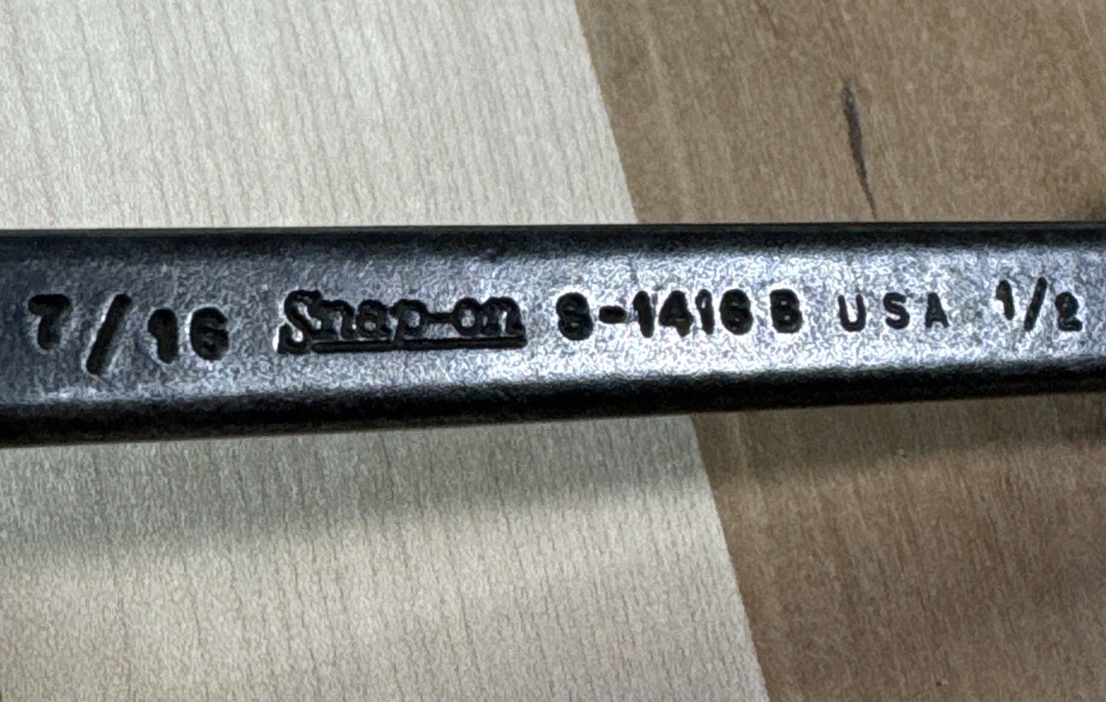 Snap-on 7/16″ x 1/2″ S-1416B Black Industrial Finish Open-end Wrench