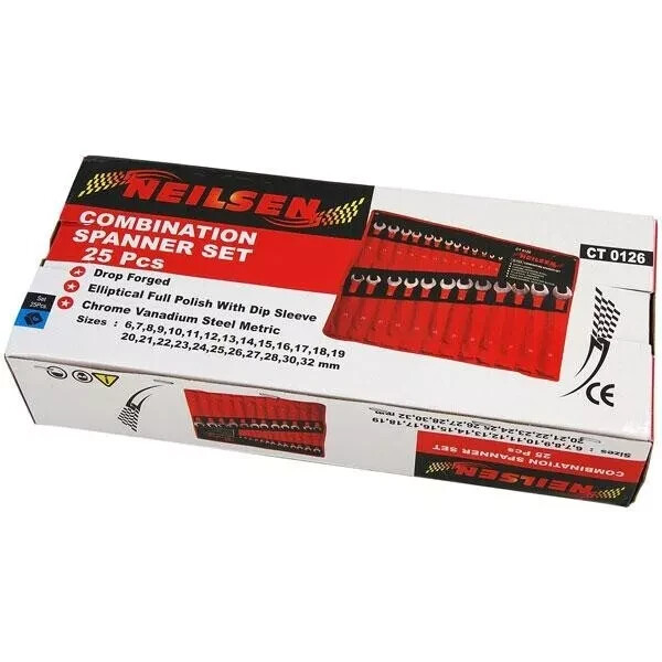 Combination Spanner Wrench Set 6mm – 32mm 25pc Soft Grip Metric Neilsen CT0126