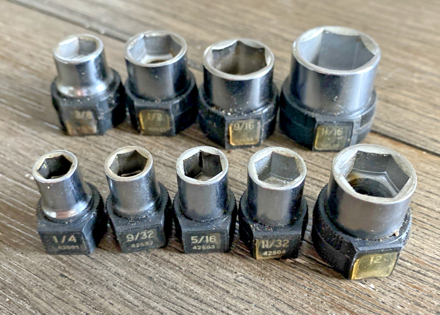 9 GRIP SLEEVE CRAFTSMAN 6 Point 1/4″ DRIVE 11/16″ – 1/4″ SOCKET SET LOT 42501