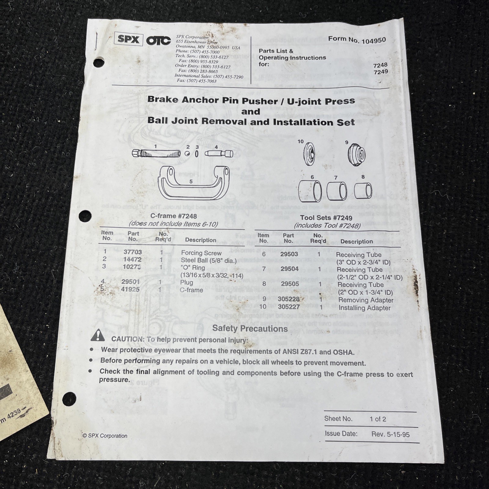 OTC 7249 Ball Joint Starter Service Kit 3-in-1 Service Kit