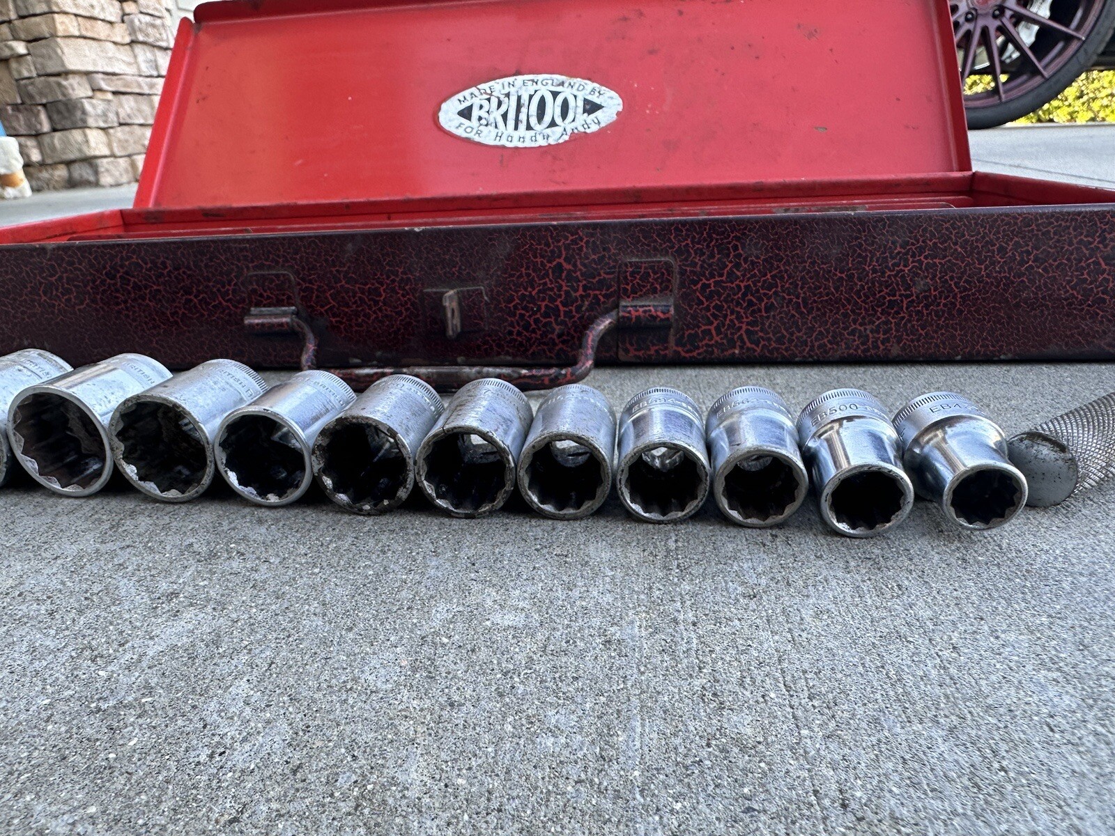 VINTAGE BRITOOL SOCKET Wrench SET Made England 1/2” Drive 20pc W Case *READ*