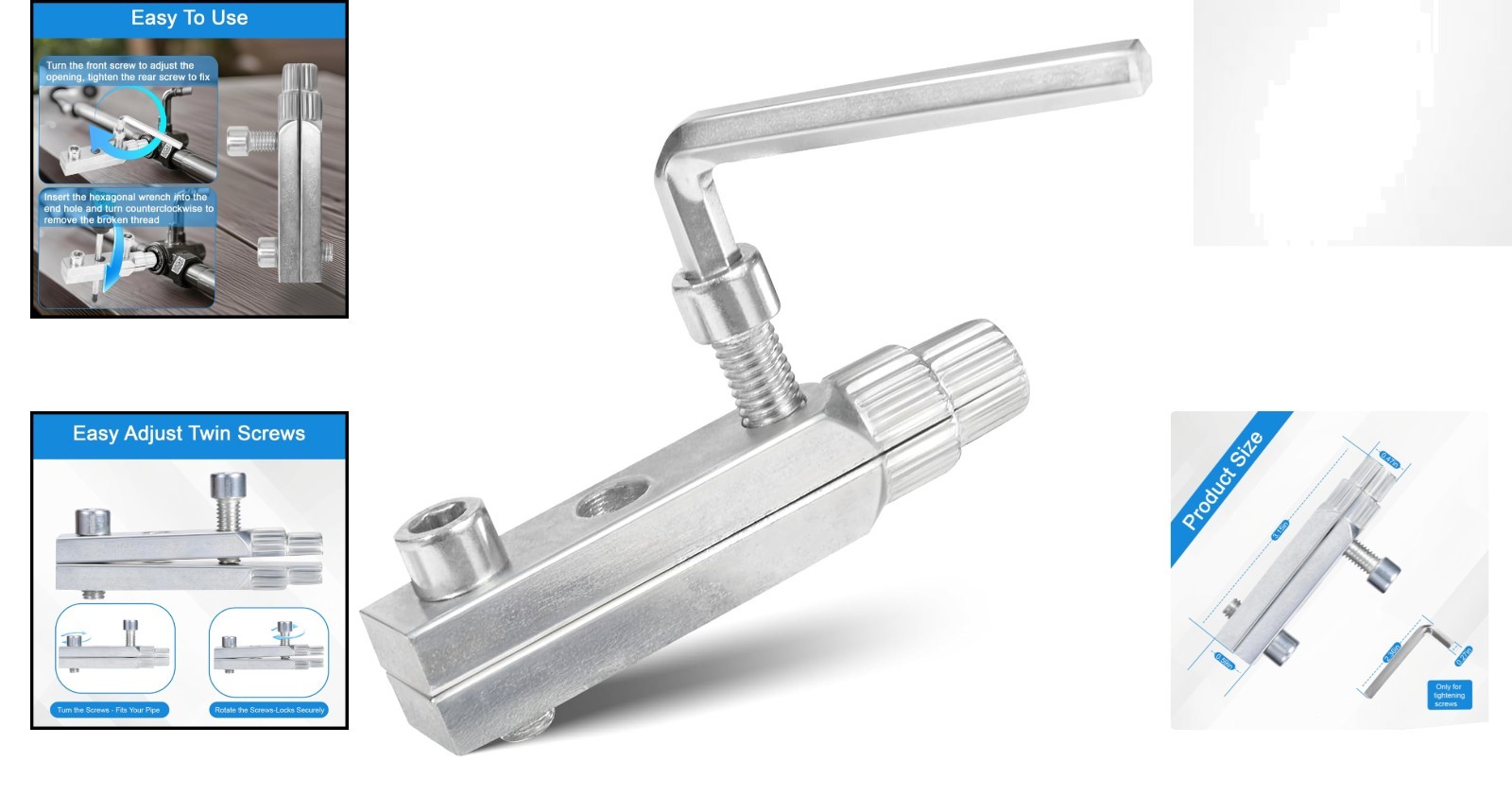 Adjustable Stainless Steel Screw Extractor Set for Efficient Plumbing Repairs
