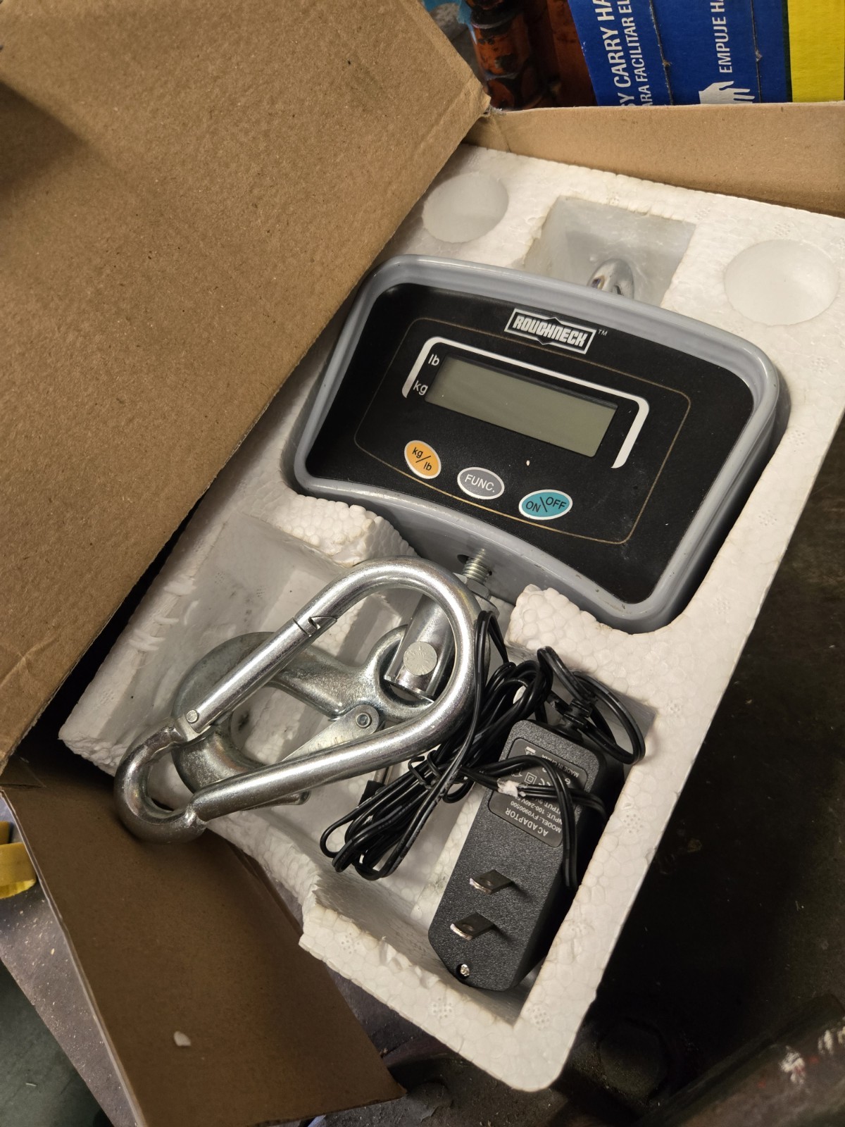 Roughneck Digital Hanging Scale – 1100 Lb Capacity. New In (Opened) Box