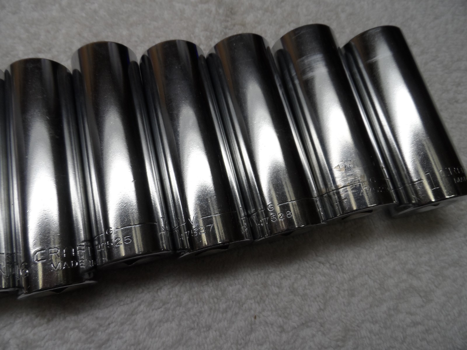 Craftsman 1/2″ Drive SAE Deep Socket Set, USA, 12pt – 9 pcs (1/2″ to 1″) -V- -G-