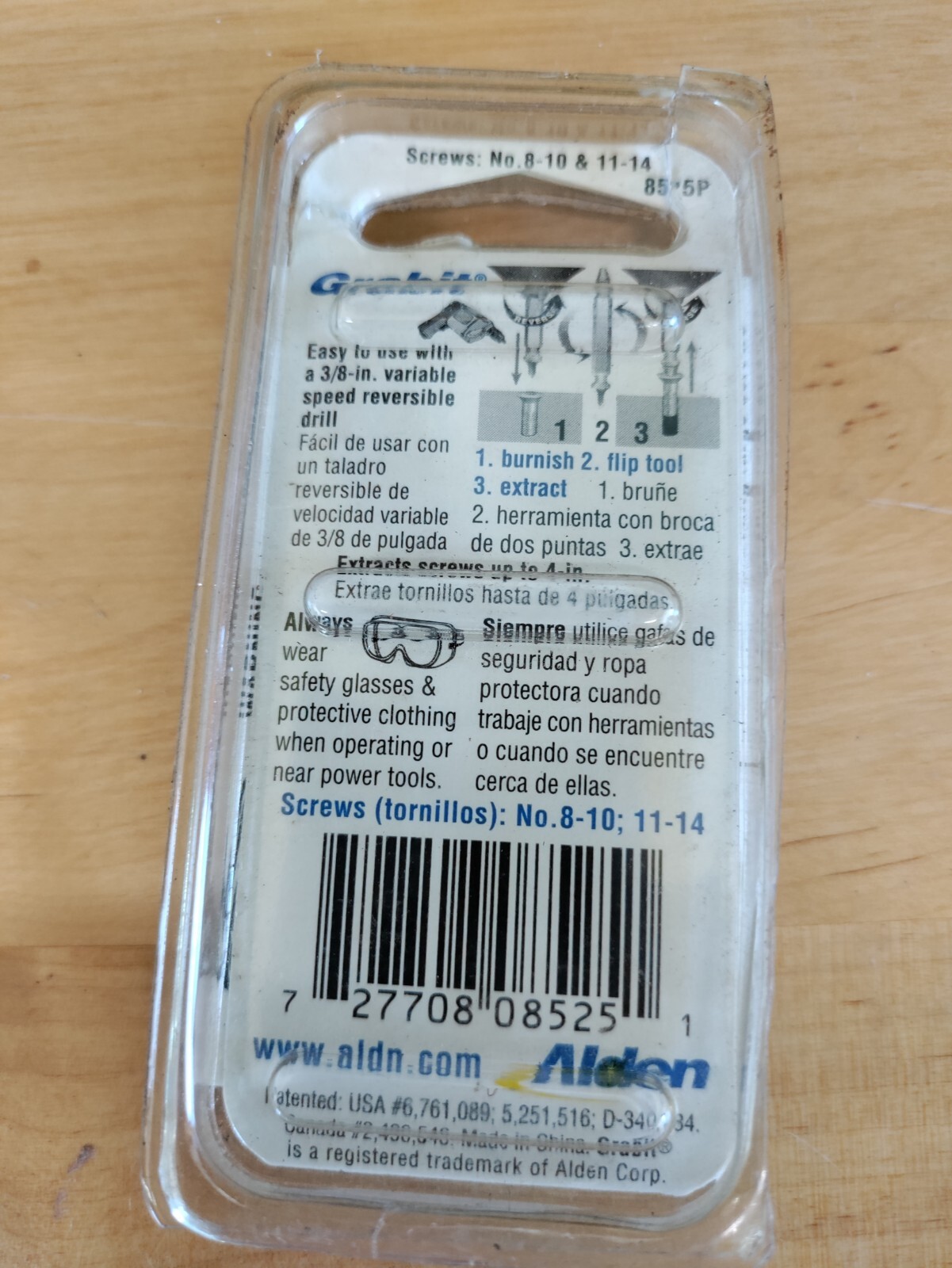 ALDEN GRABIT 2 PIECE BOLT SCREW EXTRACTOR KIT TOOL #2=8-10 #3=11-14 MODEL 8521P