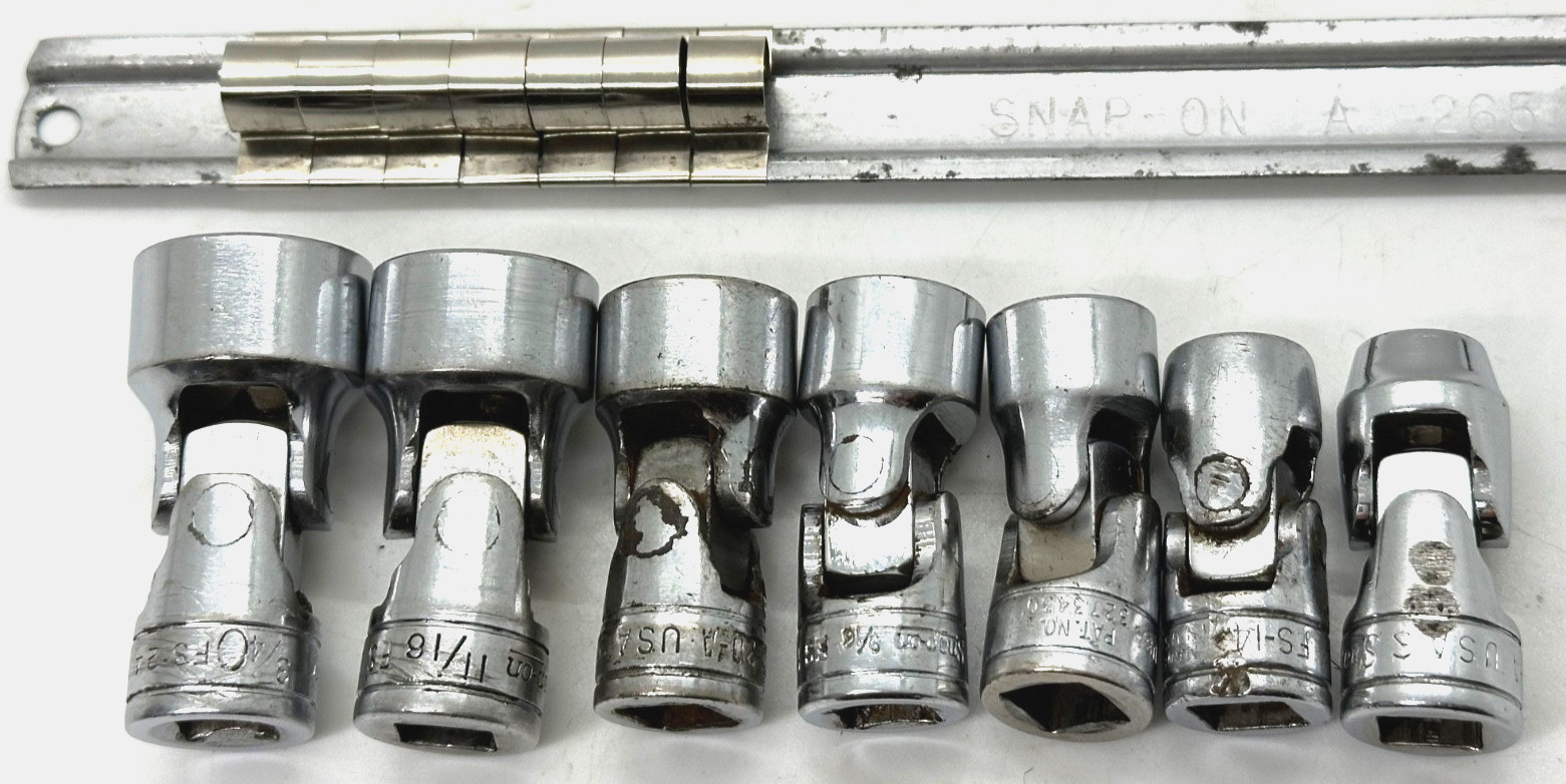 🇺🇸 Snap On Tools Swivel 3/8″ Drive Universal Socket Set Lot SAE Wobble 6PT