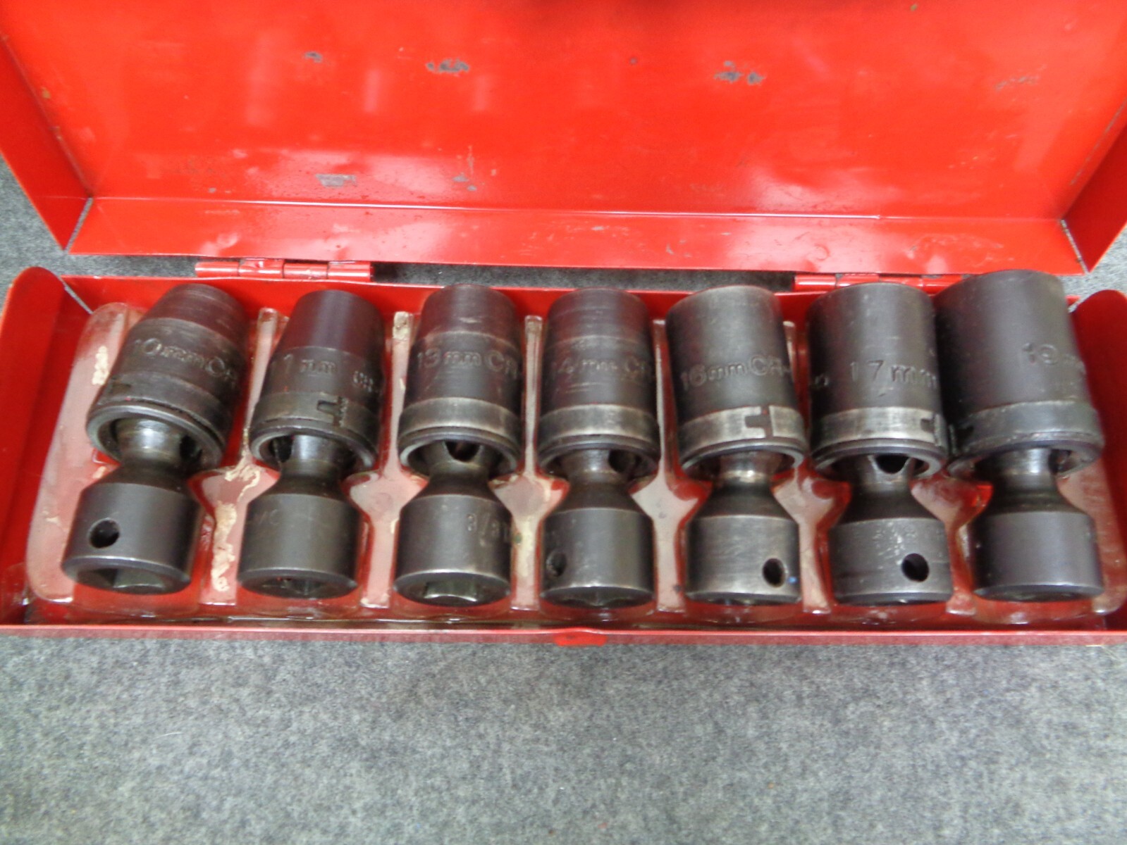 3/8″ Drive METRIC Universal Joint Air Impact Socket Set 10mm-19mm Set of 7 w/Box