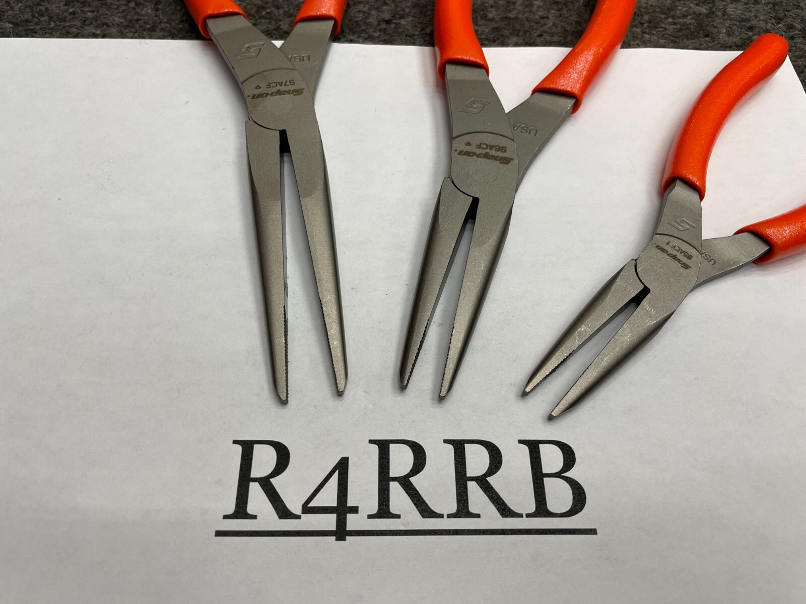 Snap-On Tools NEW 5 PIECE ORANGE Soft Grip LONG Neck Needle Nose Pliers Lot Set