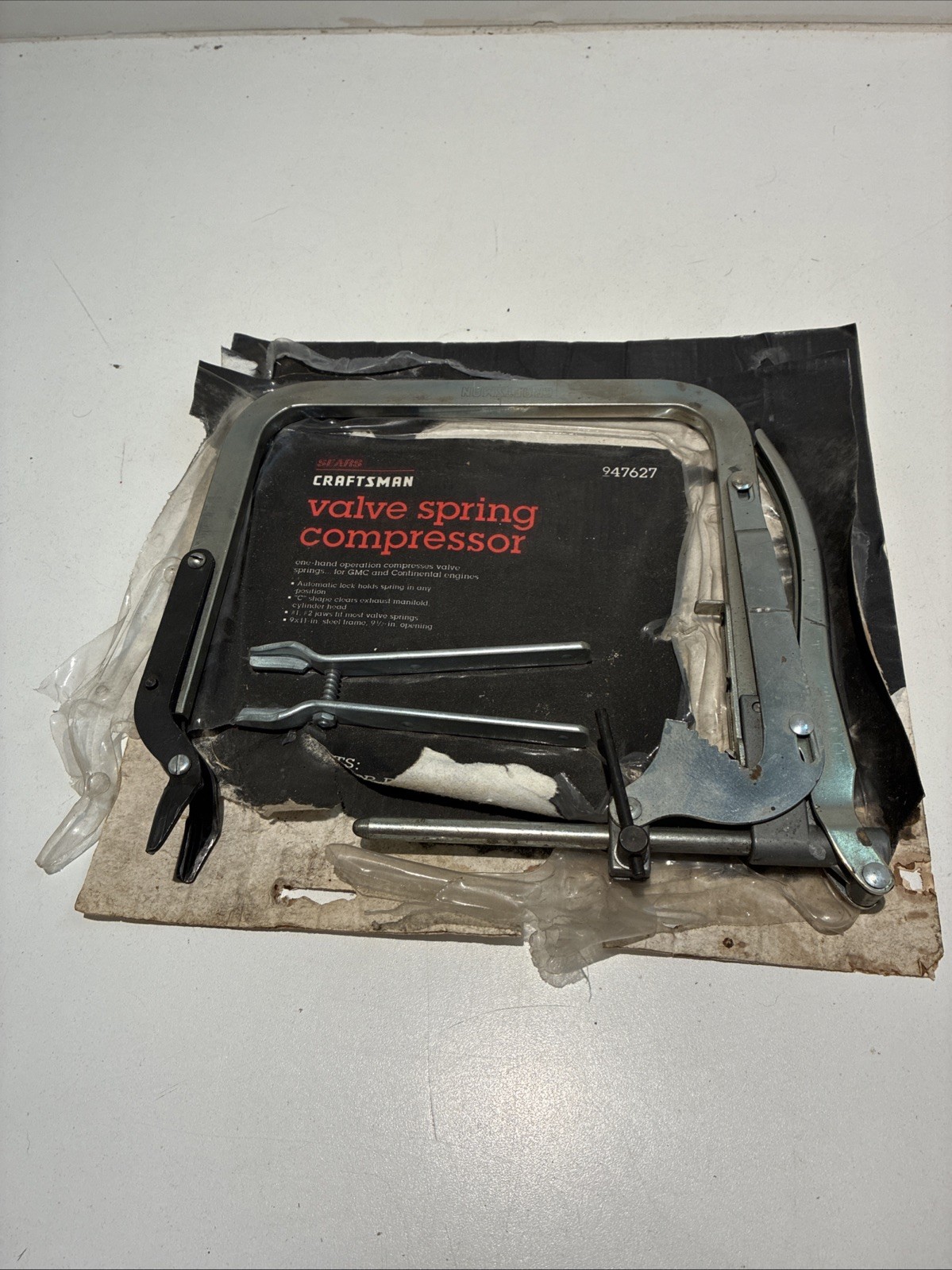 SEARS CRAFTSMAN USA 947627 VALVE SPRING COMPRESSOR TOOL TWO JAWS & FRAME