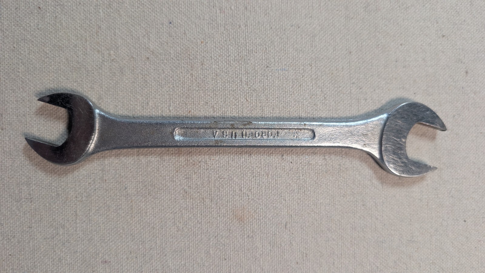 Powr-Kraft 11/16″ x 19/32″ Wrench Double Open End Satin Chrome 12 Point USA VTG