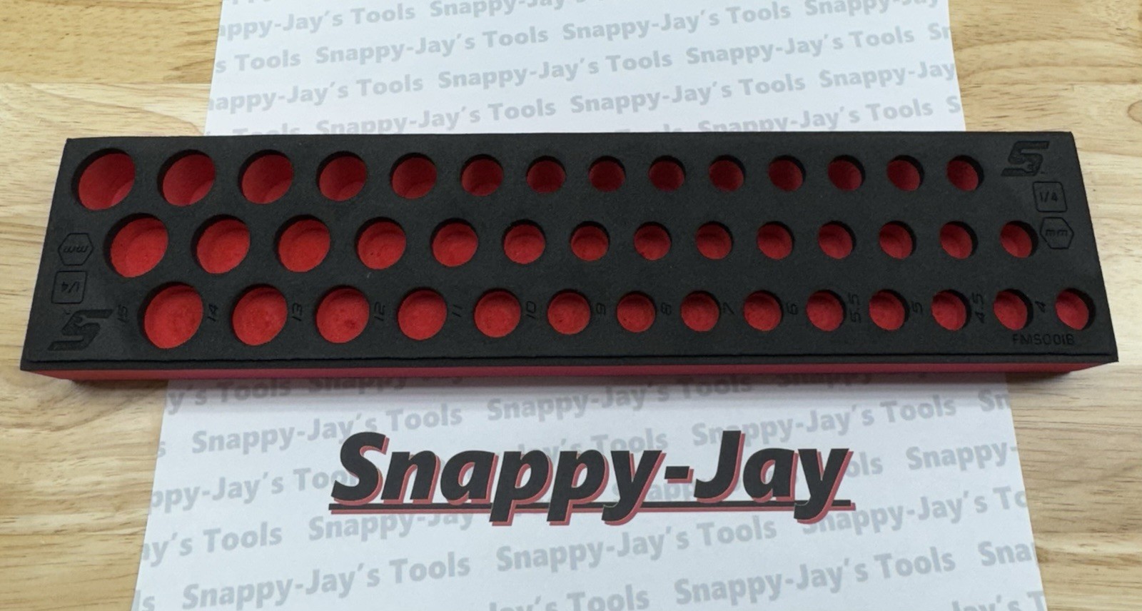 Snap-on Tools NEW RED FOAM ORGANIZER 42pc 1/4″ Drive METRIC Socket Set FMS001B