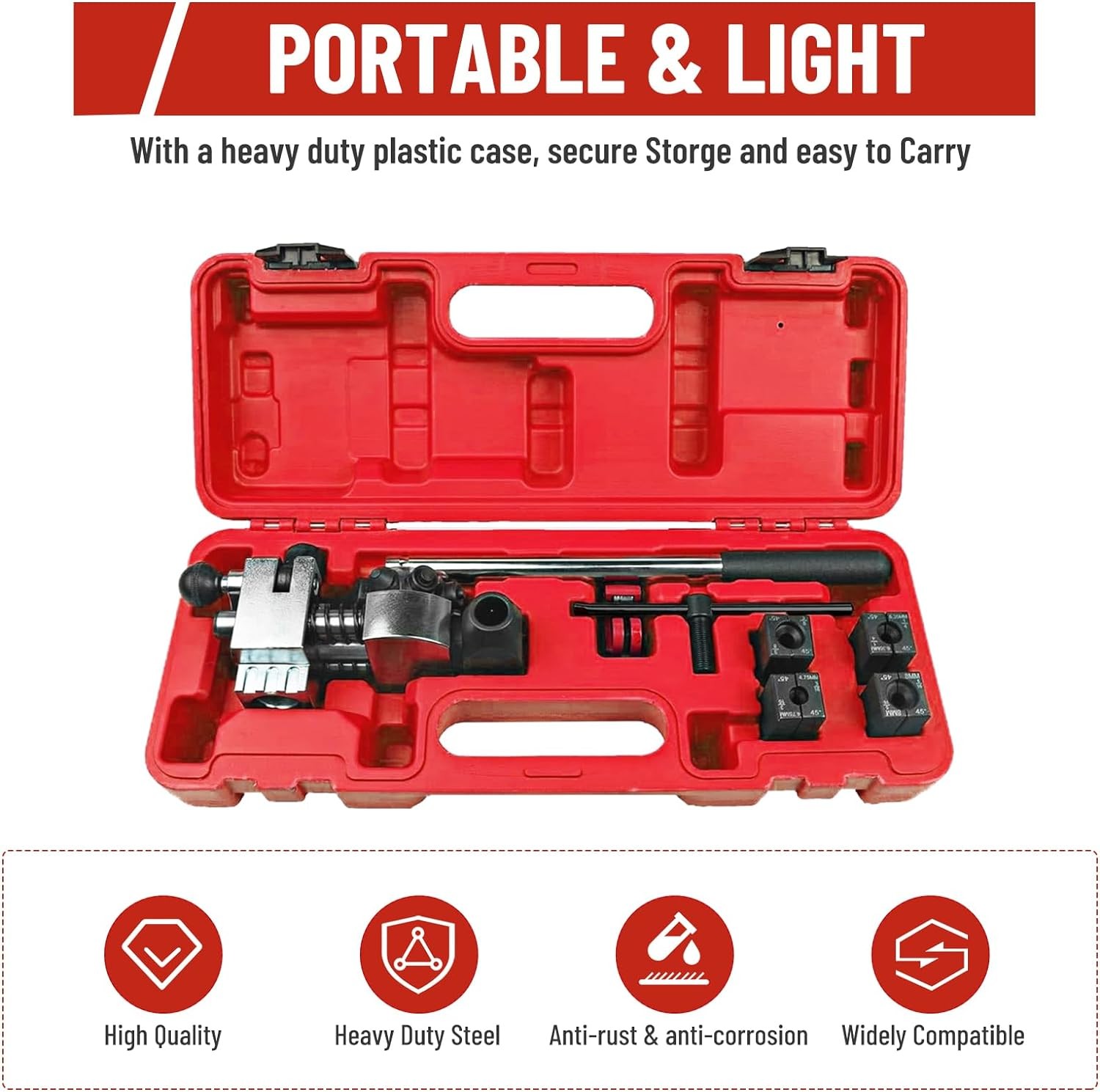 Brake Line Flaring Tool Kit 45° Single Double Bubble Flare for 3/16″ 1/4″ 5/16″