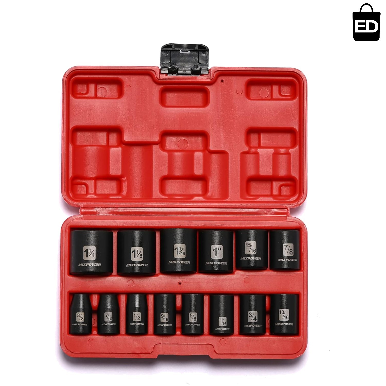 Must-Have 14-Piece Shallow Socket Set, 1/2-Inch Drive, Rugged CR-V Construction