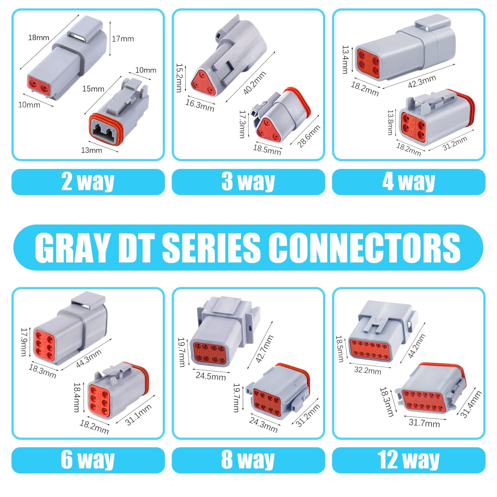 685PCS Deutsch Connector Kit 2 3 4 6 8 12 Pin Waterproof Gray DT Series Removal