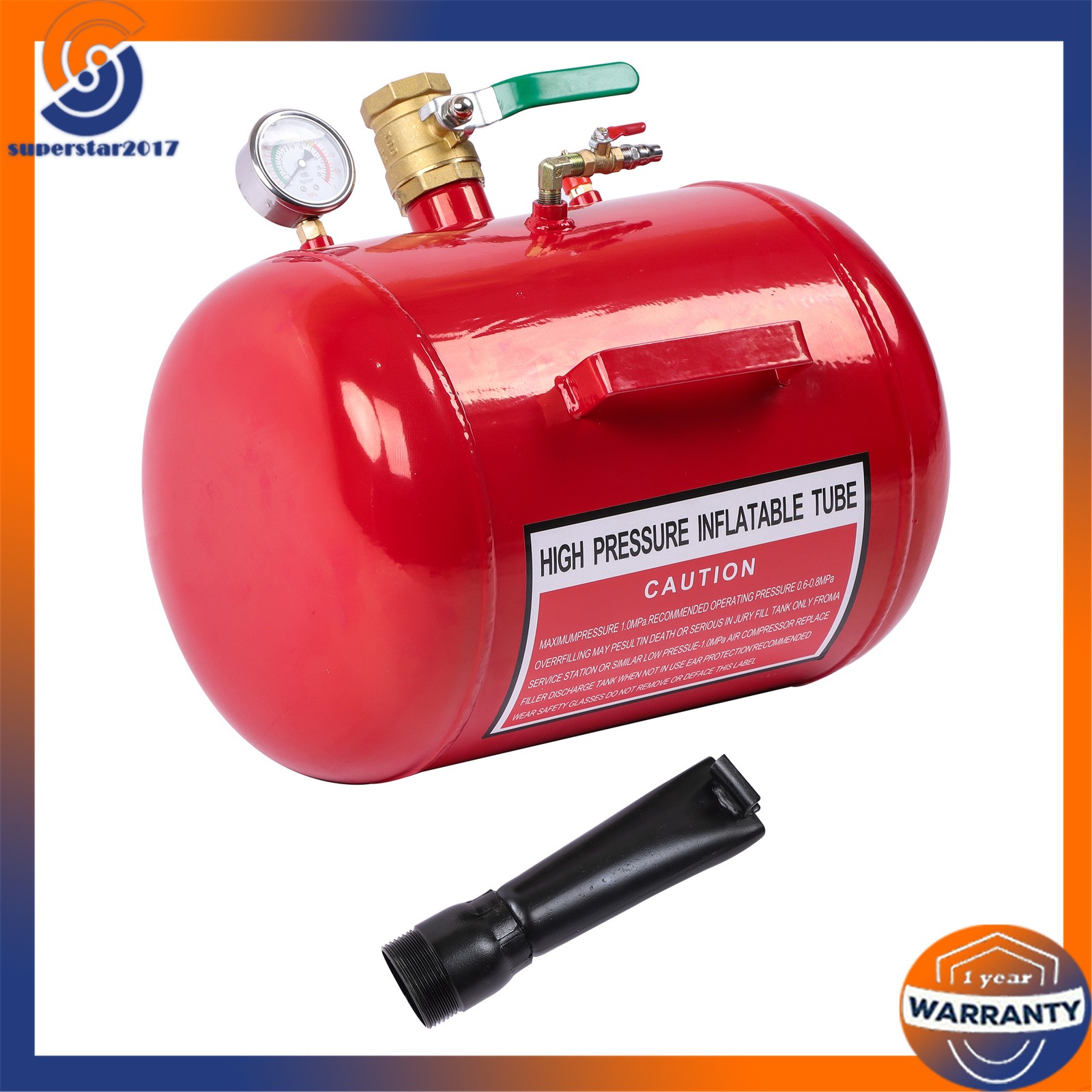 Red 7.5 Gallon Air Tire Bead Seater Blaster Tool Seating Inflator Truck 145PSI