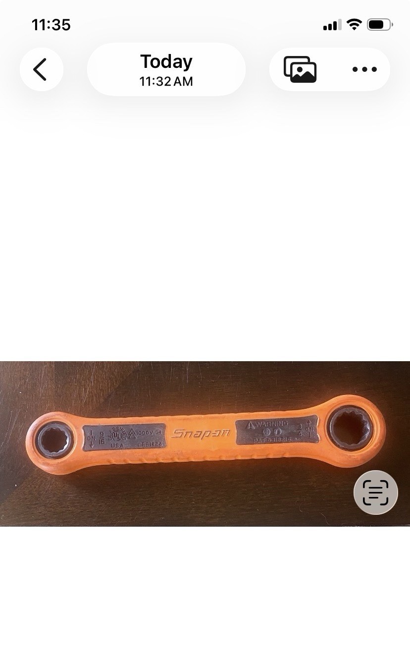 Snap On Non Conductive 9/16”, 3/4” Ratcheting 12 Point wrench