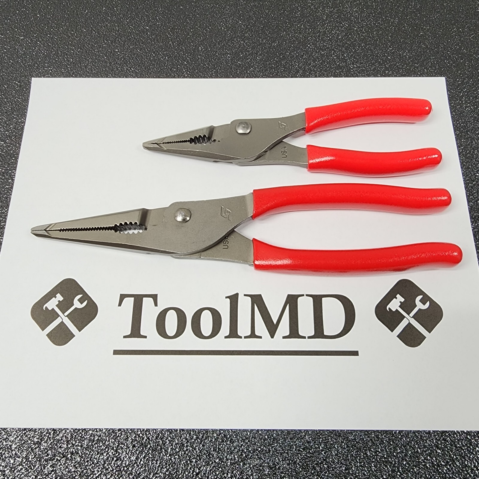 Snap-on Tools USA NEW 2pc RED 7″ & 9″ Soft Grip Long Nose Slip Joint Pliers Set