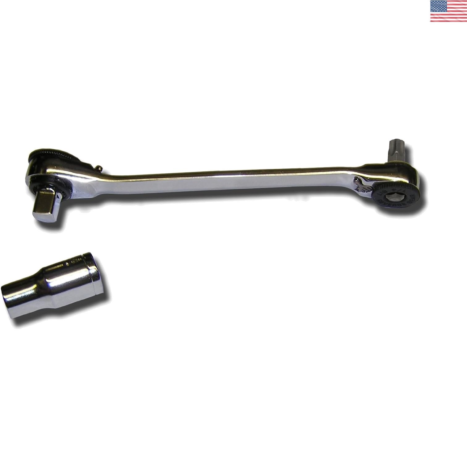 Durable 6-Point Ratchet Wrench in Polished Alloy Steel – 7.75 Inches Long