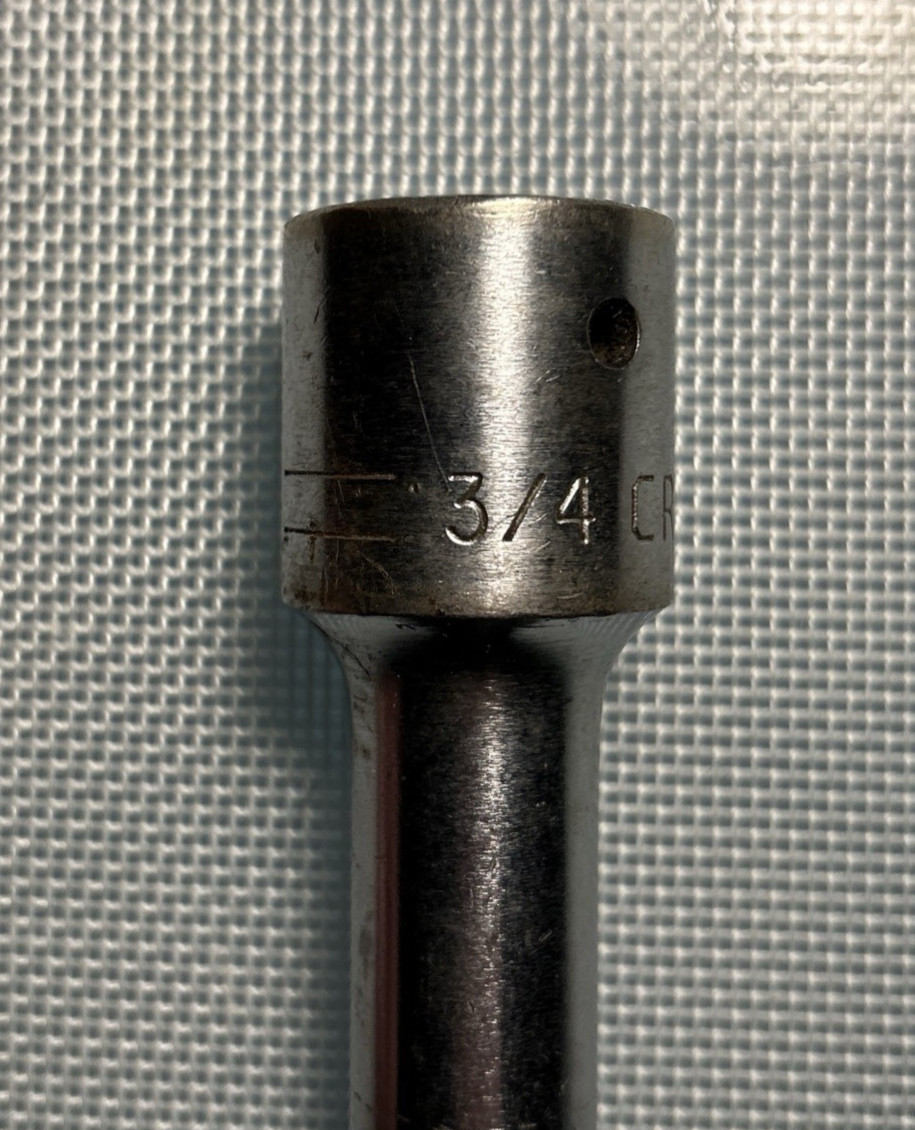 (9) CRAFTSMAN V SERIES 3/4” DRIVE SOCKETS- 18″ SLIDING BREAKER and 8″ EXTENSION.