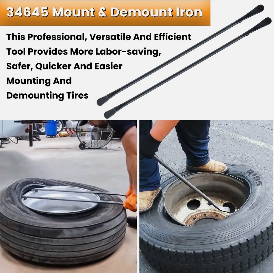 34645 Tire Mount and Demount Iron Tubeless Tire Removal Tool 37 in Black 2-Pack
