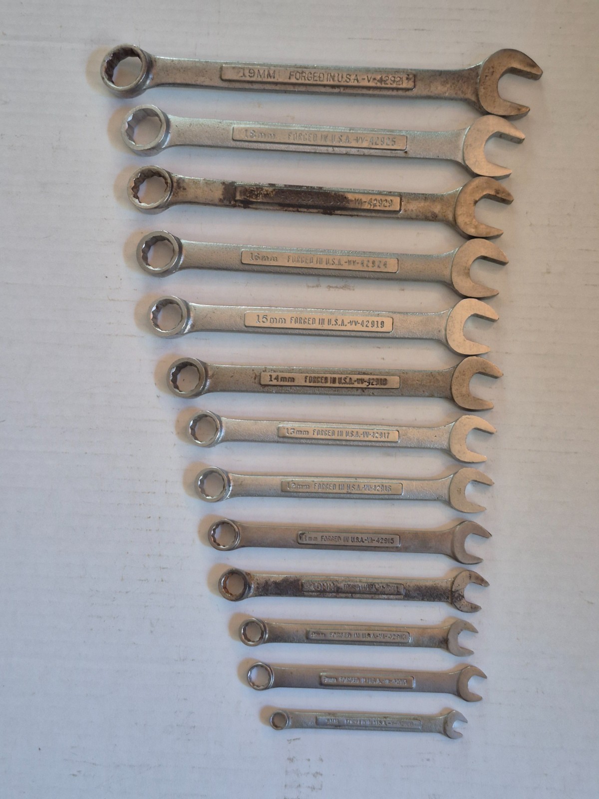 Vintage Craftsman Metric Combo Wrench Set 13-Piece USA Sizes 6mm-19mm 12-Point