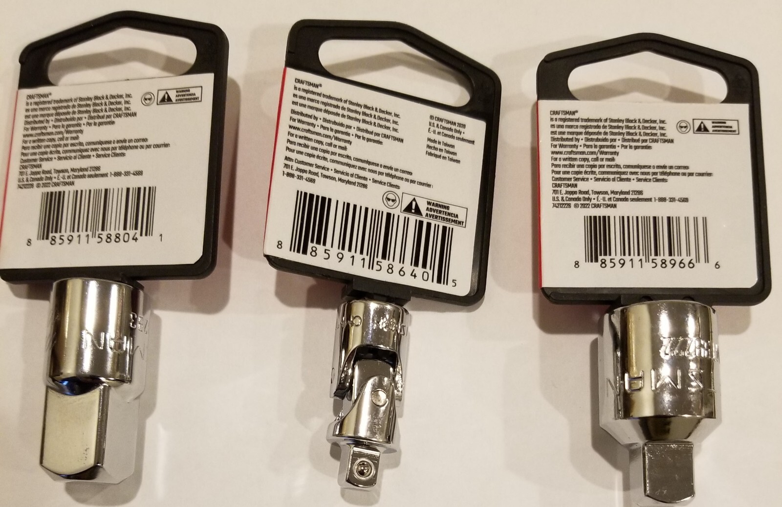 3x CRAFTSMAN 3/8 to 1/2 + 1/2 to 3/8 Socket Adapters + 1/4″ Universal Joint NEW