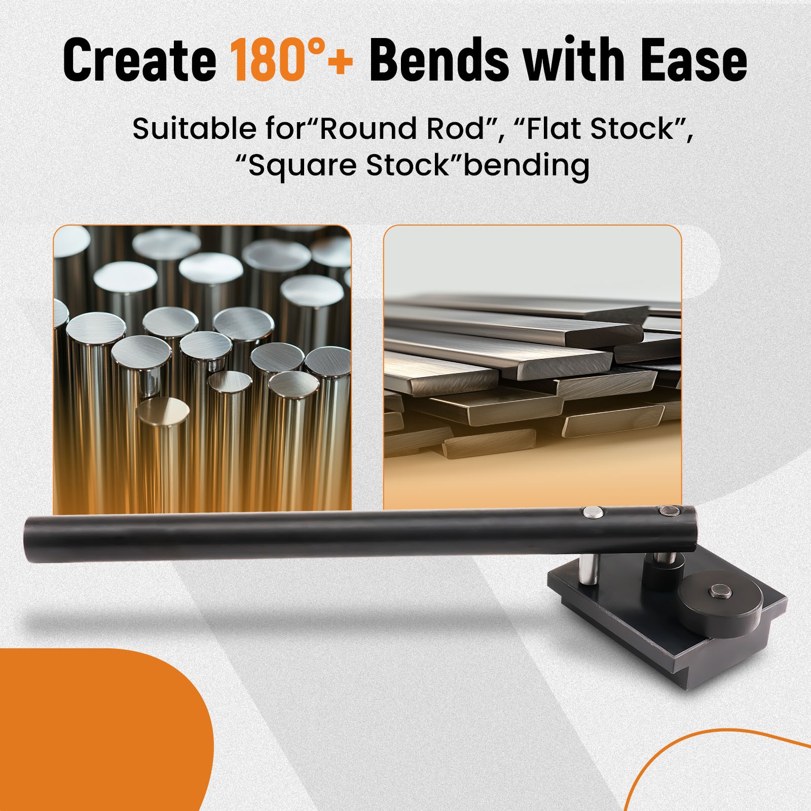 Heavy Duty 3/8″ Metal Rod Bender for Mild Steel, Flat Square Forming Tool