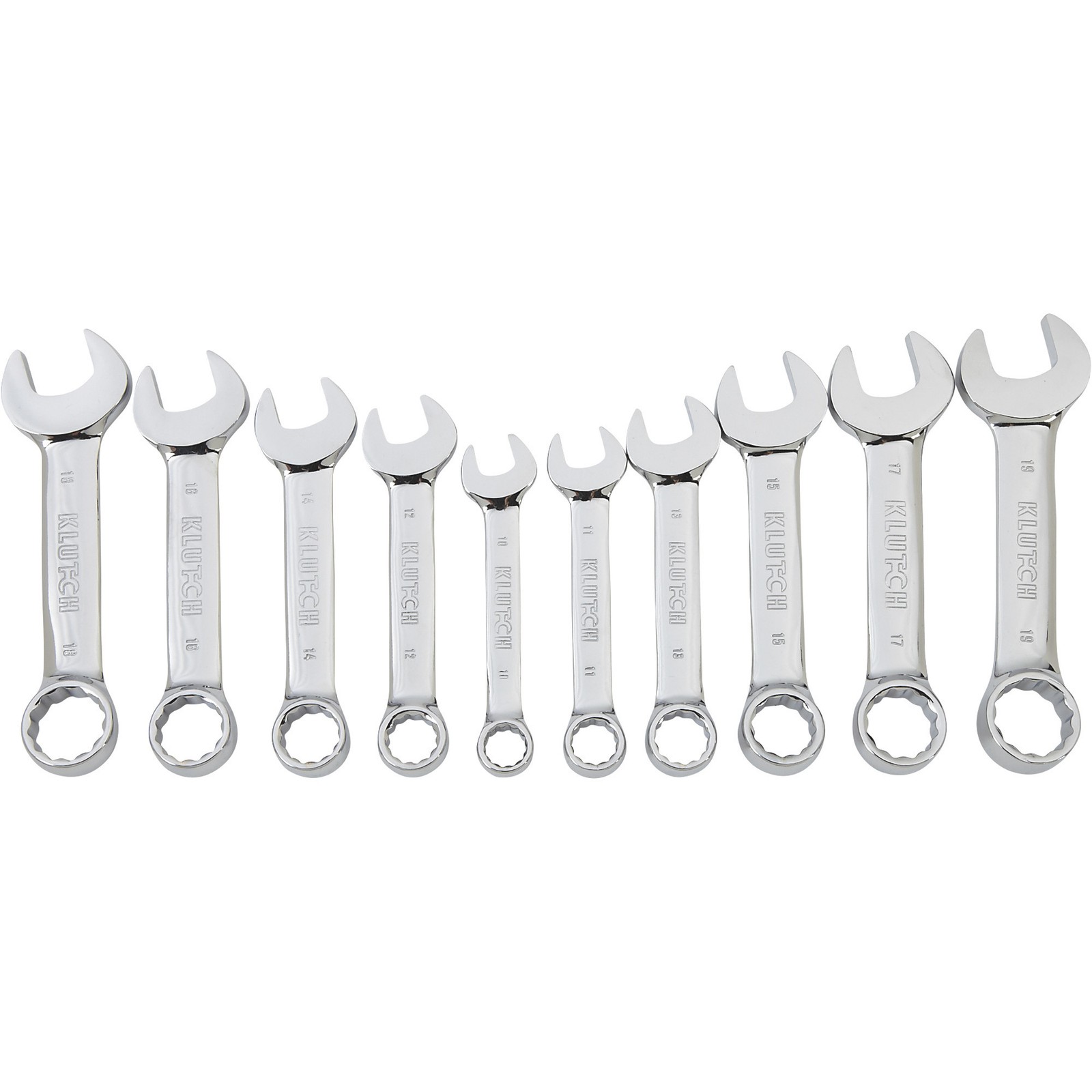 Klutch Stubby Combination Wrench Set, 10-Pc., Metric