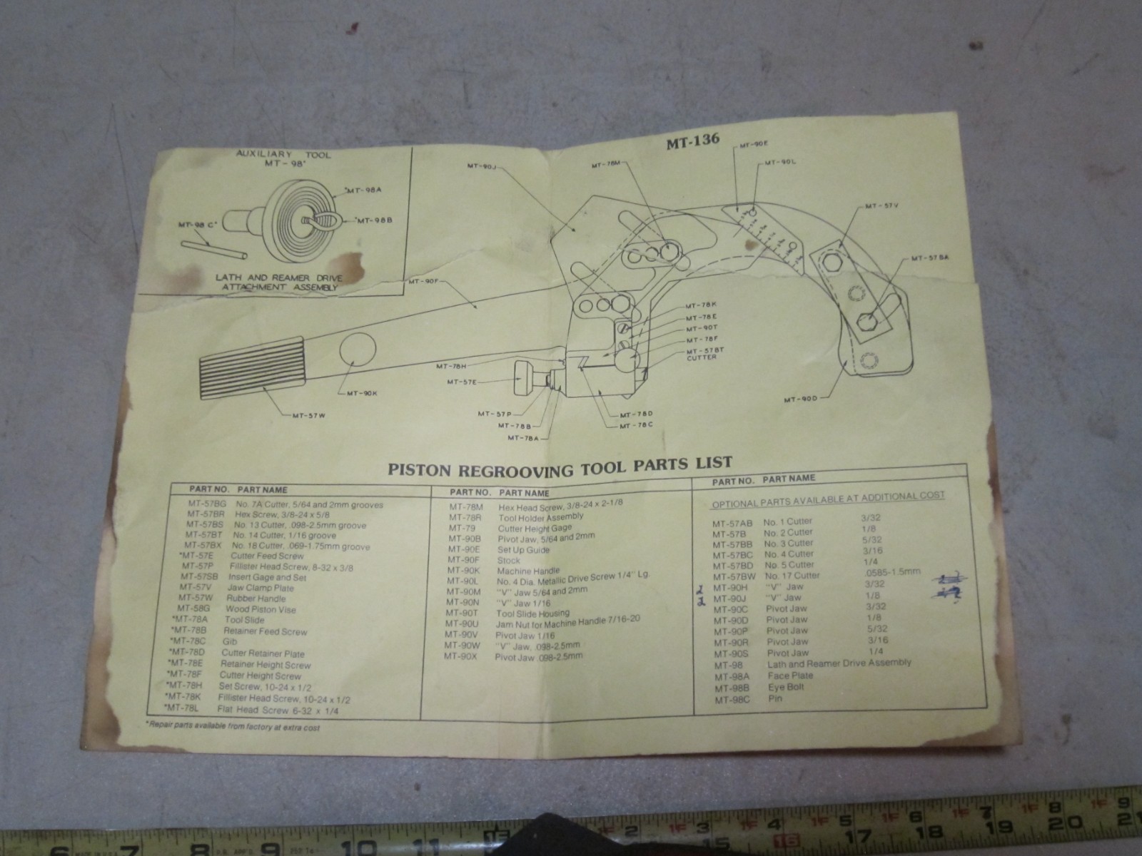 Sealed Power Piston Regrooving Tool MT-136, w/ GI-60 insert/Instructions, Used