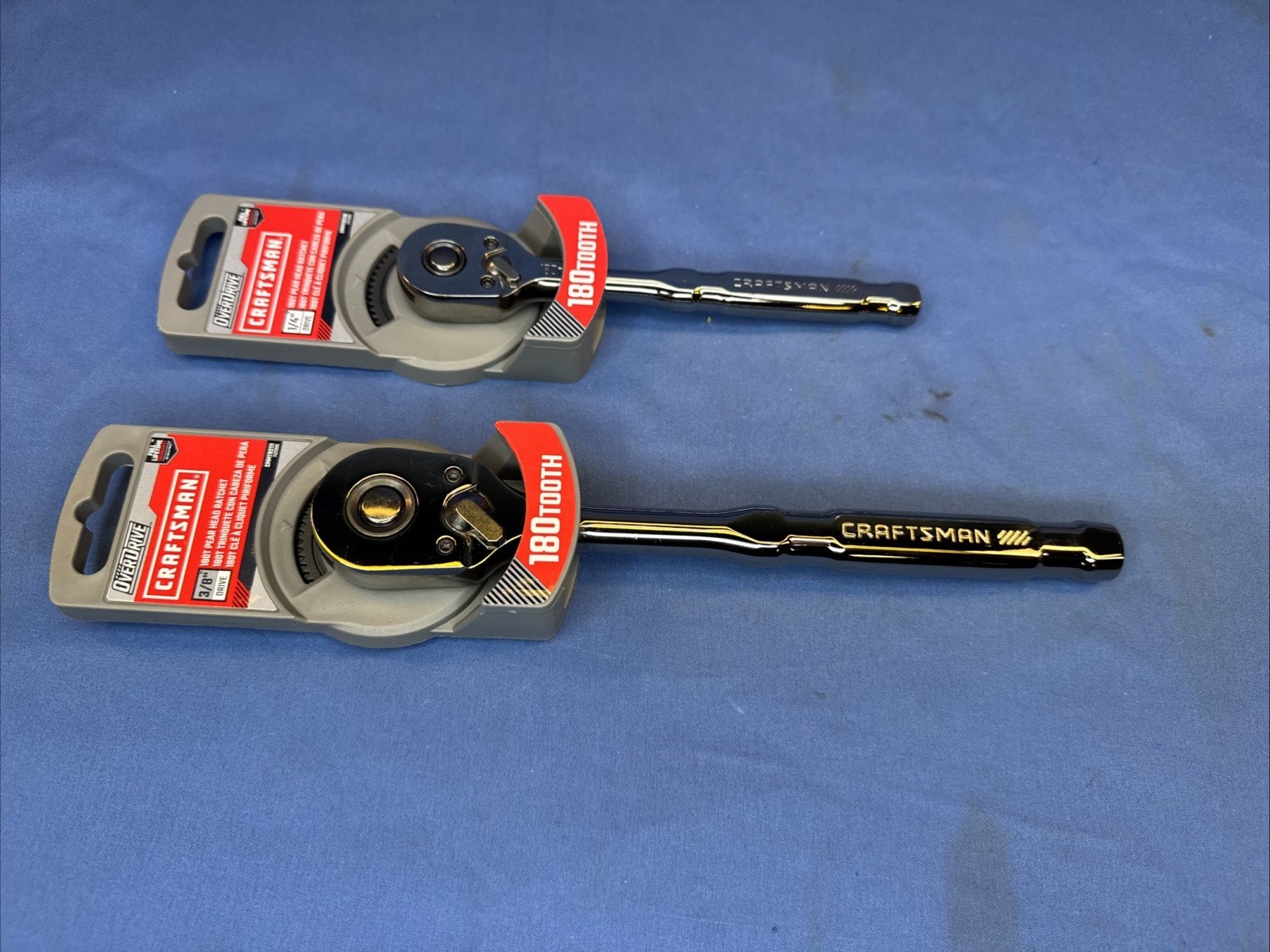 New Craftsman 2 pc. 180 Tooth Overdrive Ratchet Set 3/8″ & 1/4″ Drive~ Gun Metal