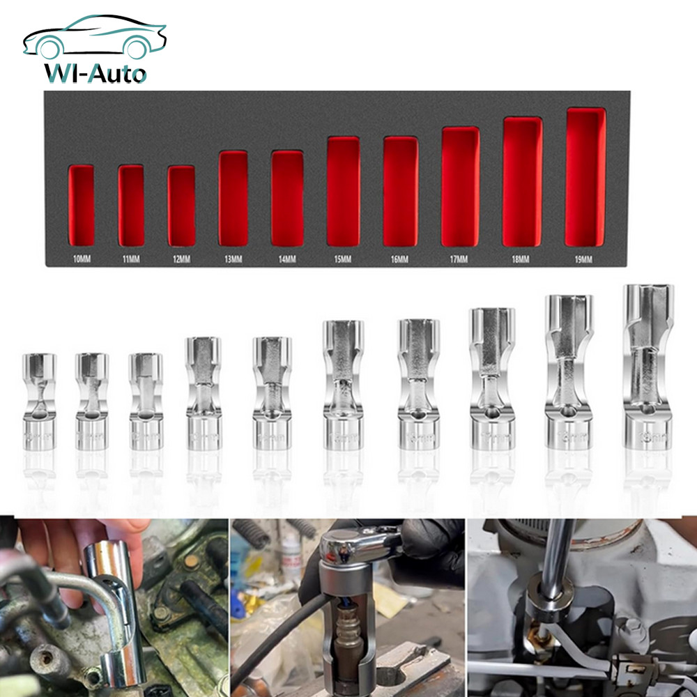 12030 Flare Nut Socket Set 3/8″ Drive Fuel Line Socket Wrench 10mm-19mm 10PCS