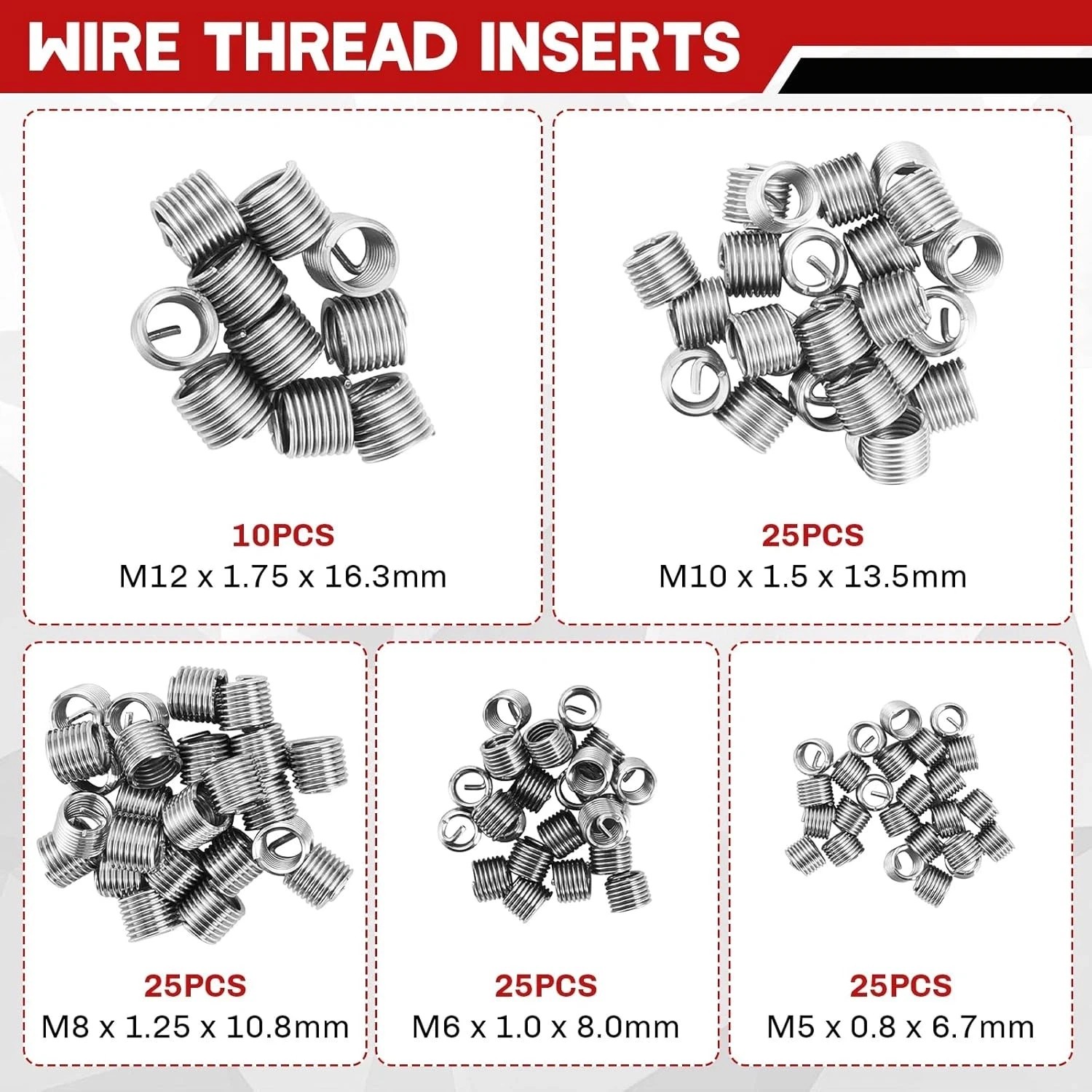 Metric Thread Repair Insert Kit Helicoil Car Coil Tool M5 M6 M8 M10 M12 131pcs