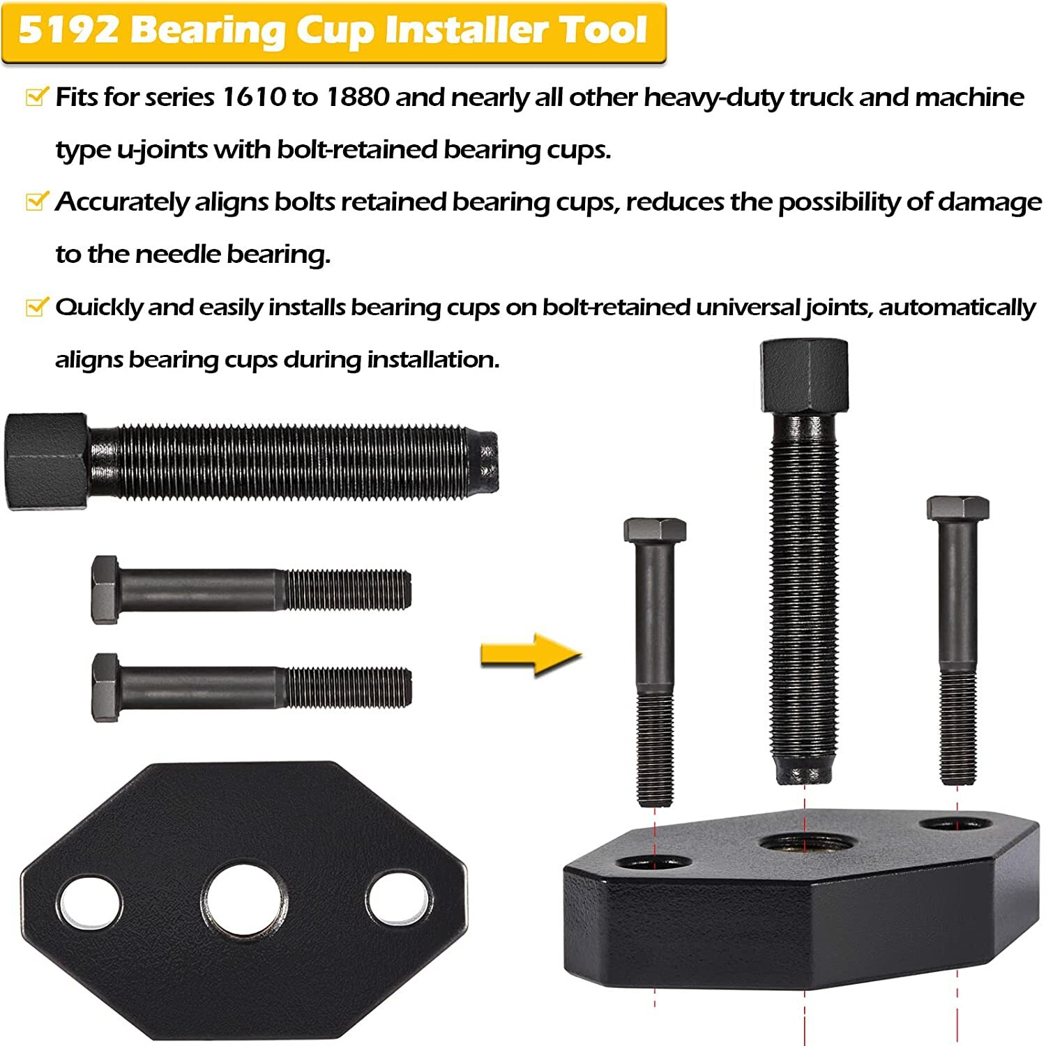 10102 Universal U Joint Puller Heavy Duty Truck 5192 Bearing Cup Installer Tool