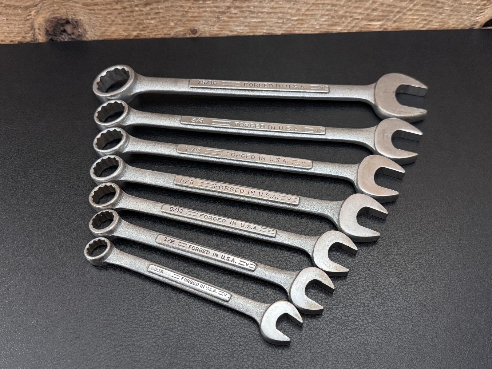Vintage Craftsman =V= SAE Combination Wrench Set 7/16 to 15/16 7pc Forged in USA