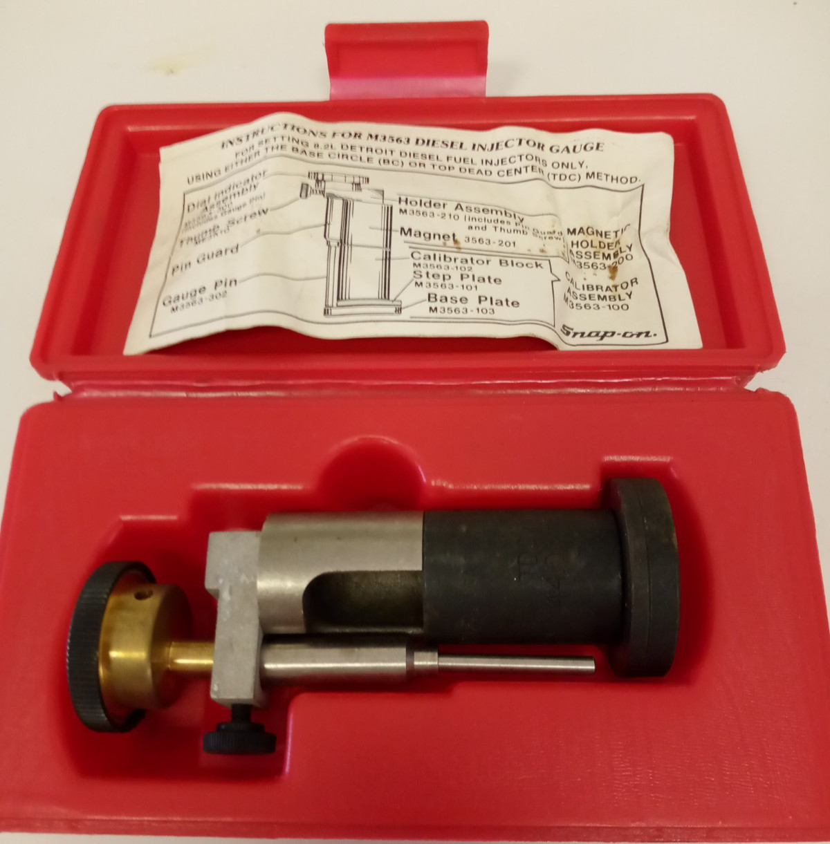 Snap On Tools Detroit Diesel Injector Timing Gauge M3563 W/ Case NEW