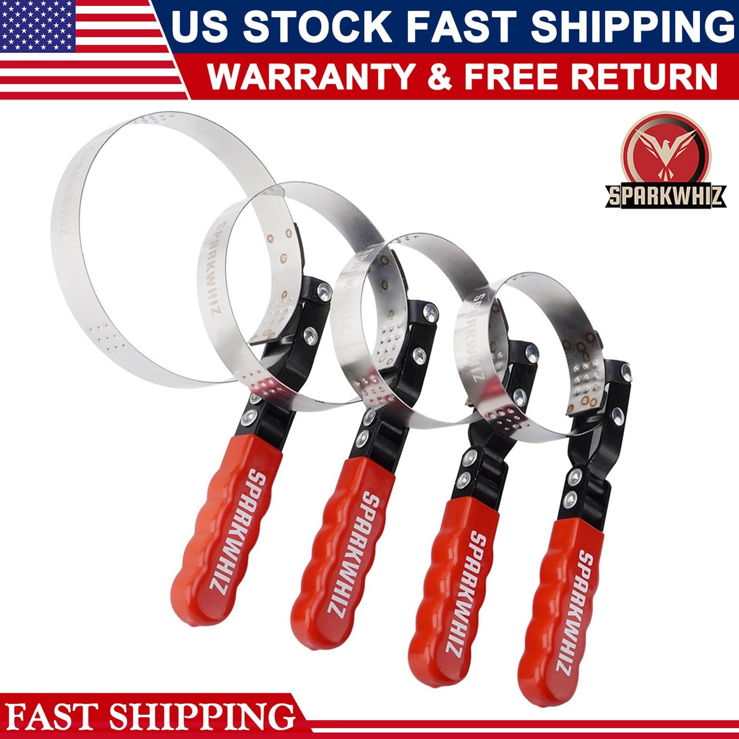 SPARKWHIZ Oil Filter Wrench Set 4 Sizes Oil Filter Removal Tool 2-3/4″ – 5-1/4″