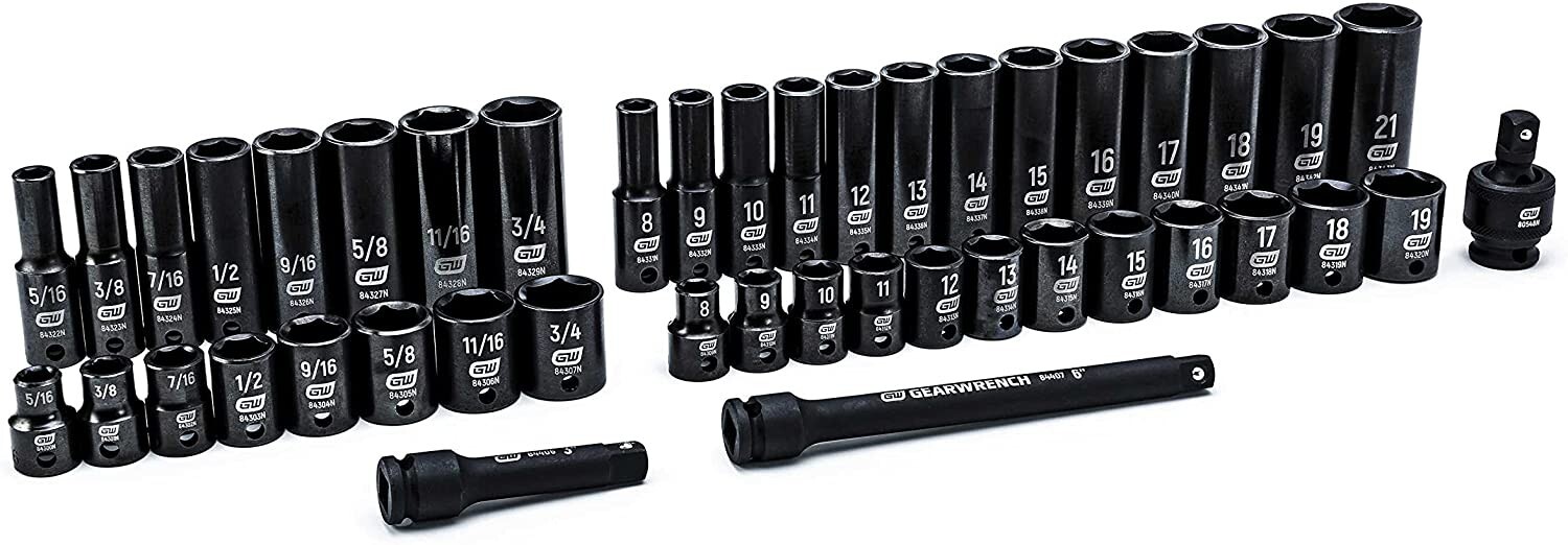GearWrench 84916N SAE/Metric 3/8″ Drive Impact Socket Set (44 Piece)