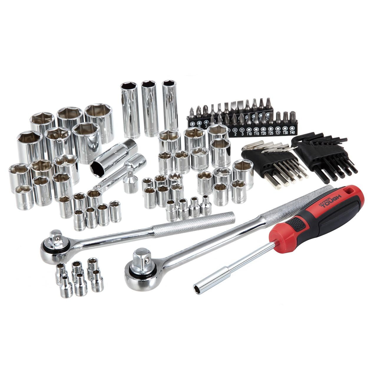 Hyper Tough 107Pc Socket Set 1/4 3/8 1/2 Drive Mechanic Kit (FREESHIP)